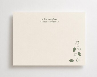 Martini Olive Thank You Notecard Set, Tini Note Personalized Stationery, Fun Gift For Her