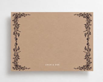 Spiced Ochre & Velvet Fig Floral Custom Stationery Set, Personalized Thank You Cards, Gift Ideas