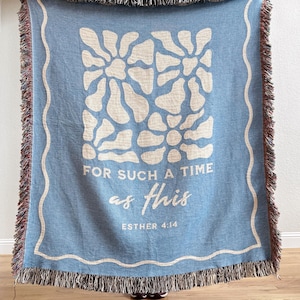 Woven Cotton Blanket, Esther 4:14 Scripture Blanket , Woven Block Print Graduation Blanket, Gift