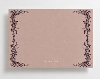 Terracotta & Velvet Plum Floral Custom Stationery Set, Wedding Thank You Cards, Personalized Notecards