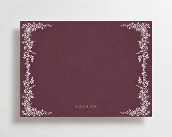 Venetian Fig & Whisper Floral Custom Stationery Set, Personalized Thank You Cards, Gift Ideas
