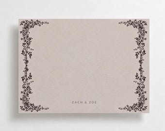 Oyster Shell & Crushed Currant Floral Custom Stationery Set, Personalized Thank You Cards, Gift Ideas