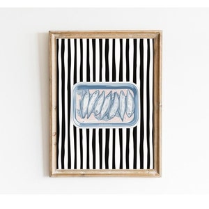 Sardine Art Wall Poster, Eclectic Kitchen Wall Art, Gift Sardines, Sardine Tin Art, Sardine Painting, Trendy Wall Art, Fish Art, Unframed