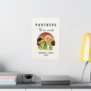 Frog Wall Art Poster, Personalized Couple Frog Poster, Western-Boho Gifts, Frog Cowboy Western, Western Apartment Decor, Unframed image 6