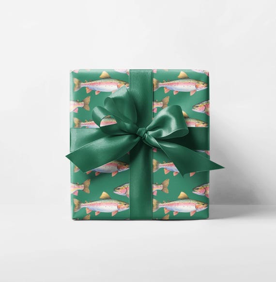 Rainbow Trout Wrapping Paper Roll, Gift Wrap For Him, Fishing Gift Wrap, Fisherman Gift Wrap Roll, Fun Wrapping Paper, Fly Fishing Wrapping