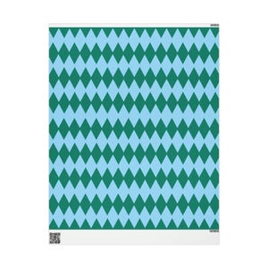Blue & Green Harlequin Wrapping Paper Roll, Christmas Wrapping Paper, Fun Wrapping, Birthday Gift Wrap, Retro Checkered Wrapping image 10