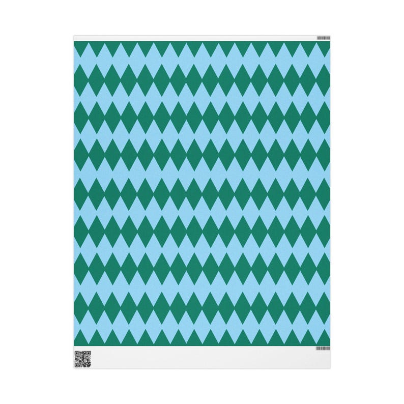 Blue & Green Harlequin Wrapping Paper Roll, Christmas Wrapping Paper, Fun Wrapping, Birthday Gift Wrap, Retro Checkered Wrapping image 10