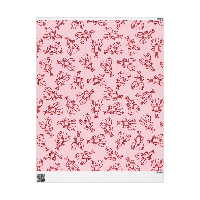 Lobster Wrapping Paper Roll, Coastal Wrapping, Pink Wrapping Paper, Cute Gift Wrap, Birthday Wrapping Paper, Holiday Gift Wrap image 8