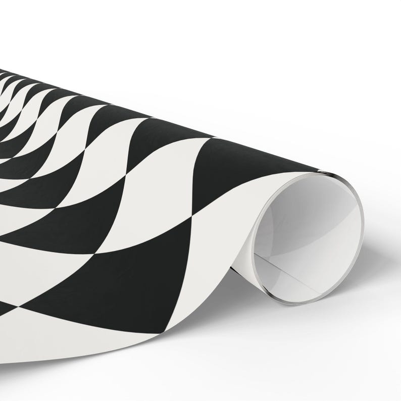 Black & White Checkered Wrapping Paper Roll, Retro Gift Wrap, Birthday Gift Wrap, Wedding Wrapping Paper, Christmas Wrapping Paper image 2