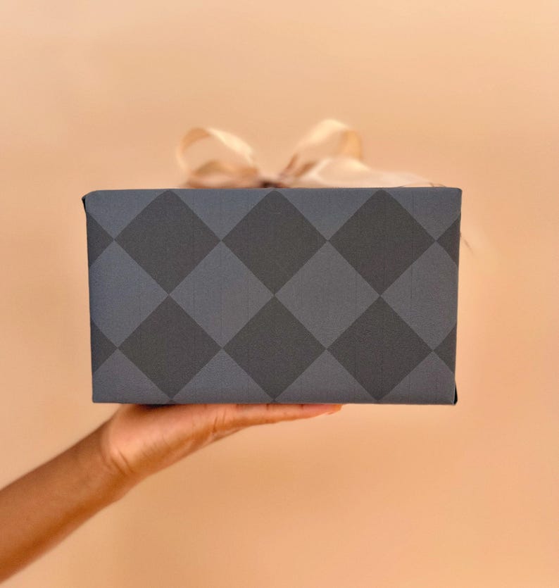 Navy Blue Diamond Checkered Wrapping Paper Roll, Elegant Gift Wrap, Holiday Gift Wrap, Christmas Wrapping Paper, Birthday Wrapping Paper image 9