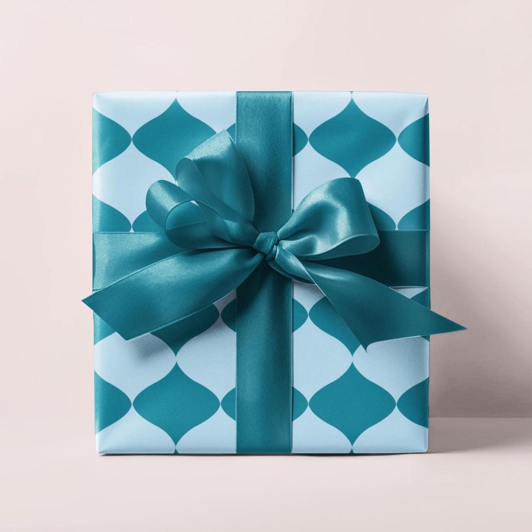 Turquoise Geometric Wrapping Paper Roll, Geometric Wrapping Paper Roll ...