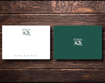 Green Coquette Glasses Personalized Wedding Thank You Stationery Set With Envelopes, Newlywed Thank You, Engagement Gift, Couple Stationery
