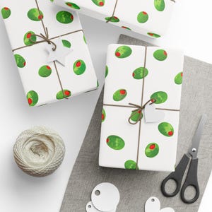 Martini Olives Wrapping Paper, Fun Wrapping Paper, Birthday Gift Wrap, Holiday Gift Wrap, Wedding Wrapping Paper, Bridal Shower Gift Wrap image 4