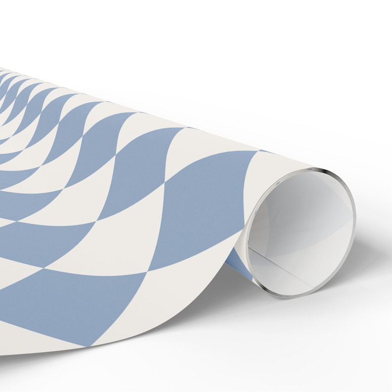 Blau karierte Geschenkpapierrolle, Geschenkverpackung für sie, schicke Geschenkverpackung, adrette Verpackung, Feiertagsgeschenkverpackung, Hochzeitsgeschenkpapier Bild 2