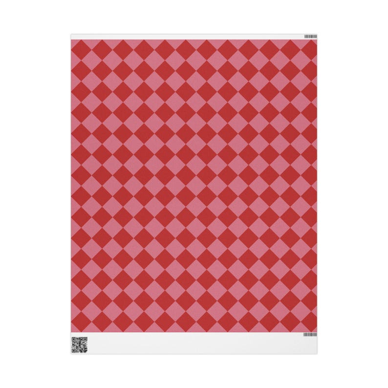 Red & Pink Diamond Checkered Wrapping Paper Roll, Holiday Gift Wrap, Preppy Wrapping Paper, Pink Gift Wrap, Gift Wrap For Her image 7