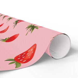 Strawberry Wrapping Paper Rolls Cute, Babyshower Gift Wrap, Birthday Gift Wrap, Valentine's Gift Wrap, Giftwrap For Her, Cute Giftwrap image 2