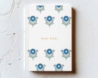 Floral Personalized Matte Hardcover Journal, Dear God Custom Name or Initials Journal, Personalized Journal, Gift Journal, Floral Journal