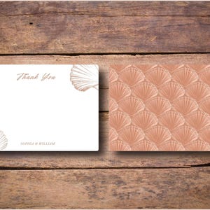 Terrakotta Muschel Danke Paar Briefpapier, Set mit Umschlägen, Küsten Hochzeitsgeschenk, Braut Danke, Strand Verlobungsgeschenk