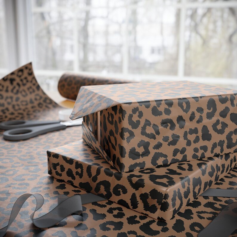 Leopard Animal Print Wrapping Paper Roll, Gift Wrapping For Her, Gift Wrap Paper Rolls, Birthday Wrapping Papers, Gift Wrap For Her image 9