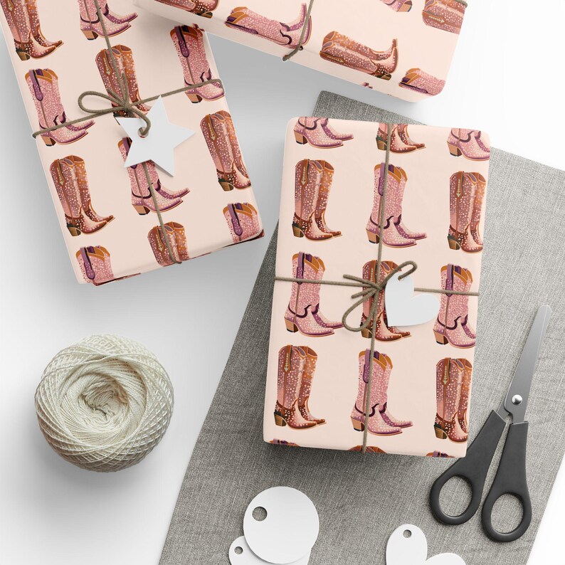 Carta da regalo per stivali da cowboy, carta da regalo preppy, carta da regalo western, carta da regalo preppy, carta da regalo per le feste, carta da regalo per stivali da cowgirl immagine 3