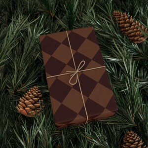 Bruin geruit inpakpapier met ruitpatroon, inpakpapier, cadeaupapier, vakantiecadeaupapier, chique cadeaupapier, preppy verpakking, verjaardagscadeau afbeelding 5