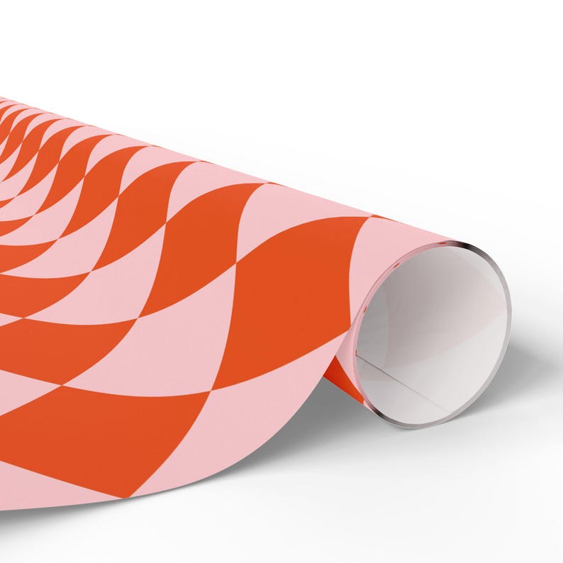 Orange & Pink Wrapping Paper Roll, Cute Gift Wrap, Holiday Gift Wrap, Christmas Gift Wrap, Preppy Gift Wrap, Pretty Gift Wrap, Gift Wrapping image 2