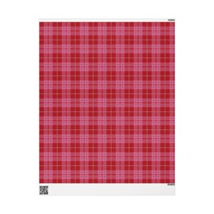 Red & Pink Plaid Wrapping Paper Roll, Plaid Holiday Wrapping Paper, Preppy Wrapping Paper, Pretty Gift Wrap, Cute Christmas Wrapping Paper image 6