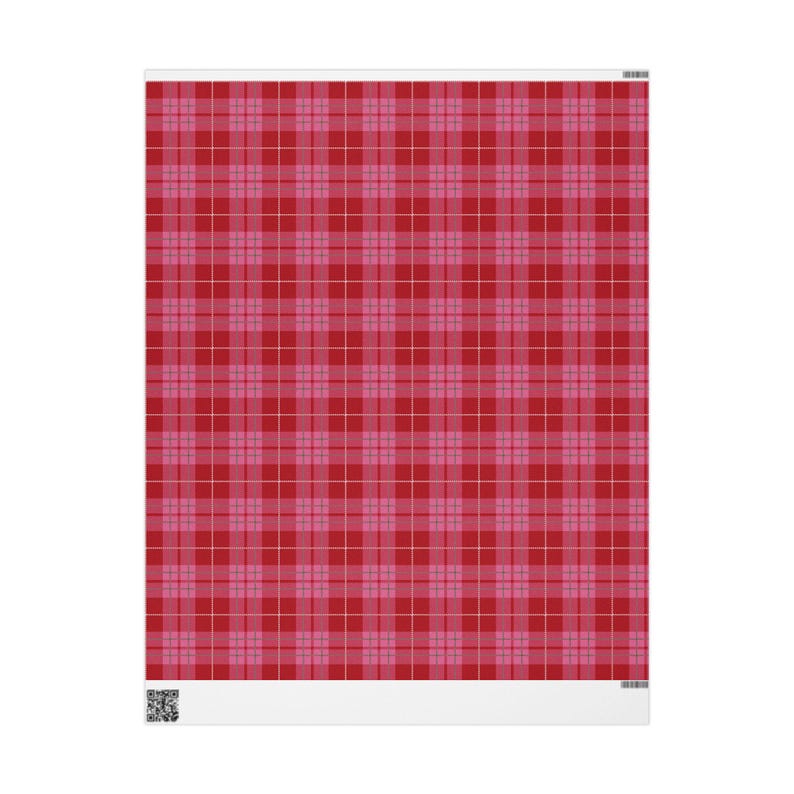 Red & Pink Plaid Wrapping Paper Roll, Plaid Holiday Wrapping Paper, Preppy Wrapping Paper, Pretty Gift Wrap, Cute Christmas Wrapping Paper image 6