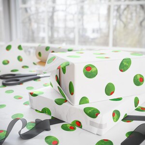Martini Olives Wrapping Paper, Fun Wrapping Paper, Birthday Gift Wrap, Holiday Gift Wrap, Wedding Wrapping Paper, Bridal Shower Gift Wrap image 7