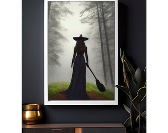 A Witch's Broom Halloween Home Decor on Museum Quality Poster Paper Not Framed | LondonJaeHome wall artwork gift idea designed by SynD