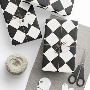 Black & White Checkered Wrapping Paper Roll, Retro Gift Wrap, Birthday Gift Wrap, Wedding Wrapping Paper, Christmas Wrapping Paper image 6