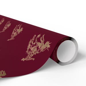 Crimson Cowboy Western Rodeo Wrapping Paper Roll, Western Christmas Gift Wrapping Paper, Western Gift Wrap, Birthday Wrapping Paper image 2