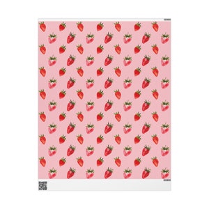 Strawberry Wrapping Paper Rolls Cute, Babyshower Gift Wrap, Birthday Gift Wrap, Valentine's Gift Wrap, Giftwrap For Her, Cute Giftwrap image 5
