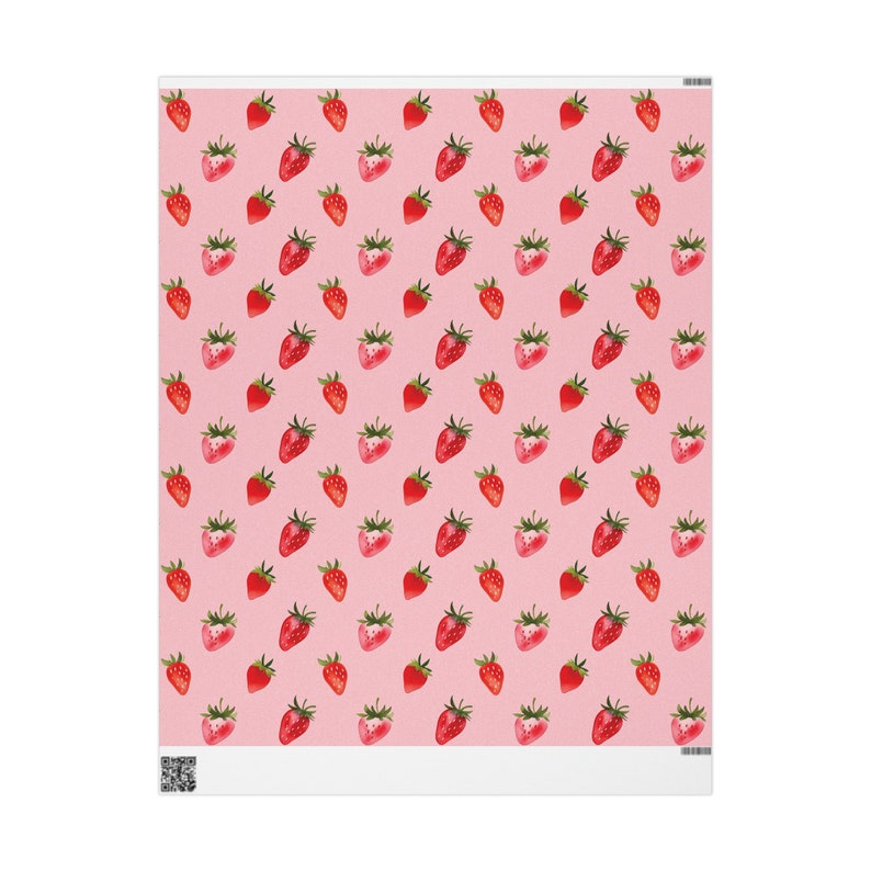 Strawberry Wrapping Paper Rolls Cute, Babyshower Gift Wrap, Birthday Gift Wrap, Valentine's Gift Wrap, Giftwrap For Her, Cute Giftwrap image 5