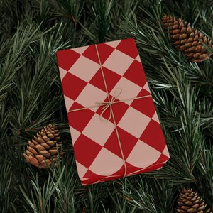 Rot & Beige karierte Geschenkpapierrolle, Weihnachtsgeschenkverpackung, Weihnachtsgeschenkverpackung, rotes Geschenkpapier, festliche Feiertagsverpackung, preppy Verpackung Bild 6