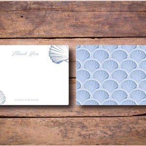 Juego de papelería con sobres para agradecimientos de boda en forma de concha marina, regalo de boda costero, agradecimiento para recién casados, regalo de compromiso en la playa