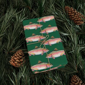 Rainbow Trout Wrapping Paper Roll, Gift Wrap For Him, Fishing Gift Wrap, Fisherman Gift Wrap Roll, Fun Wrapping Paper, Fly Fishing Wrapping image 9