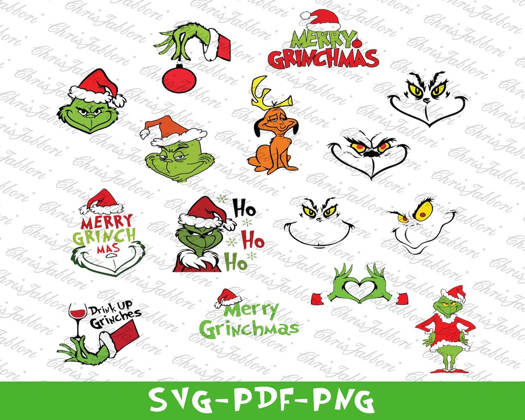 Grinch Face SVG Bundle PNG Cricut Christmas Svg My Day - Etsy