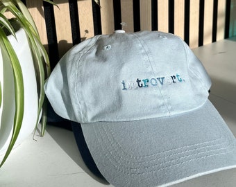 Casquette papa brodée introvertie - Petits cadeaux - Cadeaux pour petite amie - Chapeau d'été