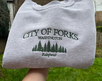 City of Forks Embroidered Sweatshirt | City of Forks Tshirt | Twilight Sweatshirt