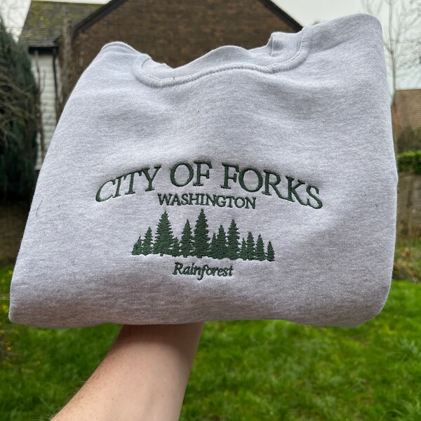 City of Forks Besticktes Sweatshirt | Stadt der Gabeln T-Shirt | Twilight-Sweatshirt