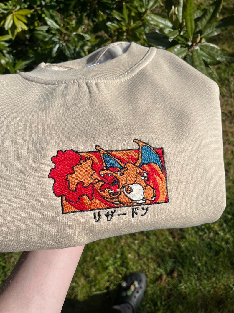 Charizard Pokemon Sweatshirt Pokemon Inspired Embroidered Sweatshirt Pokemon Adult Gift Nintendo Fan Apparel image 1
