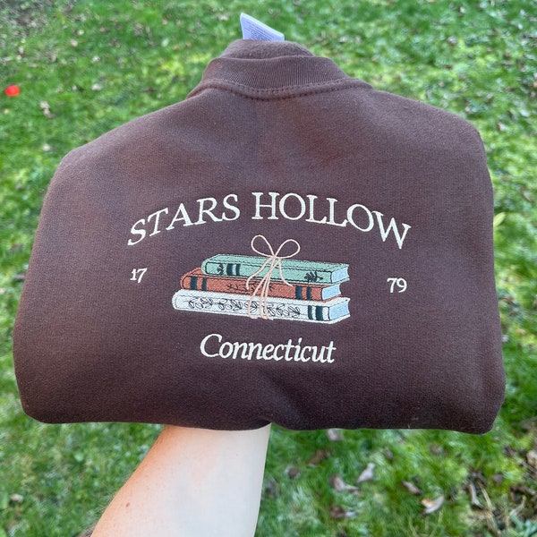 Stars Hollow Connecticut Embroidered Sweatshirt | Gilmore Girls Embroidered Sweatshirt | Stars Hollow Book Tshirt
