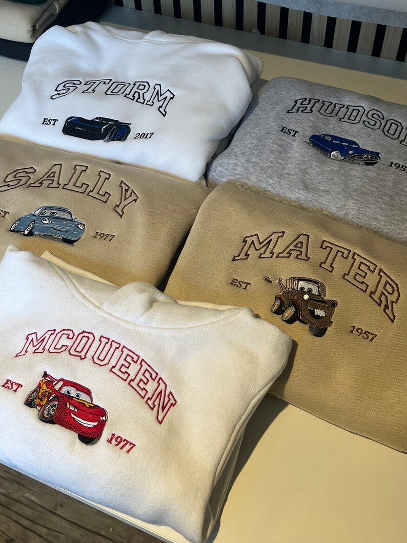 Cars Lightning Mcqueen Embroidered Sweatshirt, Personalised Friend Gift, McQueen Gift, Cars McQueen Gift zdjęcie 1
