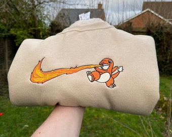 Sudadera Charmander - Sudadera bordada inspirada en Pokémon - Lindo regalo de Pokémon - Ropa para fanáticos de Nintendo