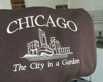 Chicago besticktes Sweatshirt, Chicago Hoodie, Chicago Geschenke, Retro Kleidung