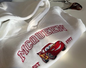 Sweat-shirt personnages Cars, sweat-shirt brodé Cars Lightning Mcqueen et Sally, cadeau personnalisé pour un ami