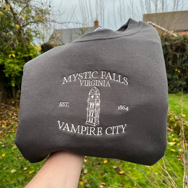 Mystic Falls Sweatshirt - Vampire Diaries Gift - Vampire Diaries Embroidered Sweatshirt