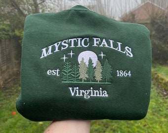 Mystic Falls Sweatshirt - Vampire Diaries Gift - Vampire Diaries Geborduurd Sweatshirt