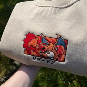 Charizard Pokemon Sweatshirt Pokemon Inspired Embroidered Sweatshirt Pokemon Adult Gift Nintendo Fan Apparel image 3